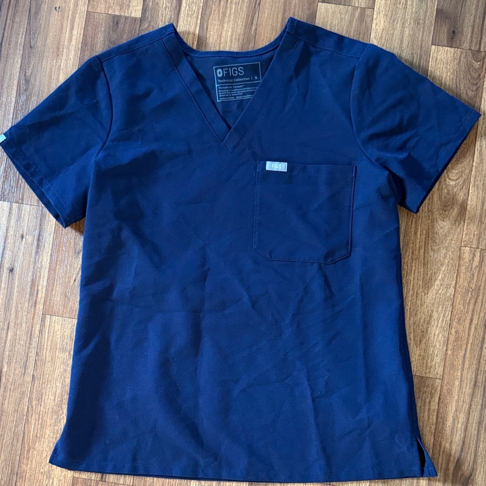 Figs navy Blue V-Neck Scrub Top
